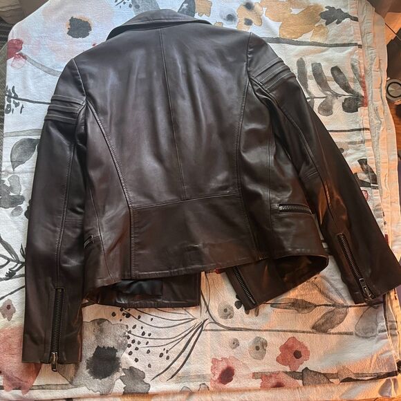 Muubaa Dark Brown Leather Jacket. Size US 4 / UK 8 - Picture 2 of 5